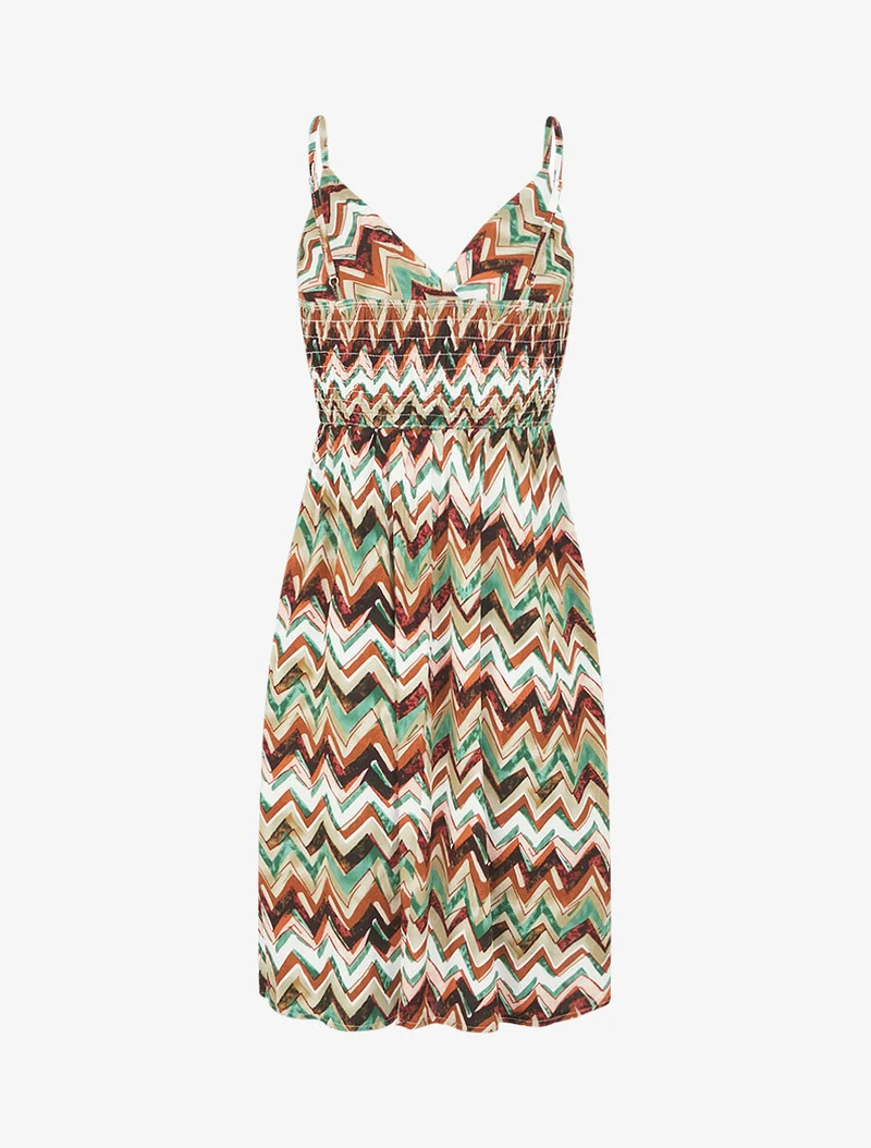 Kurzes Kleid mit Zickzack-Muster - Grün