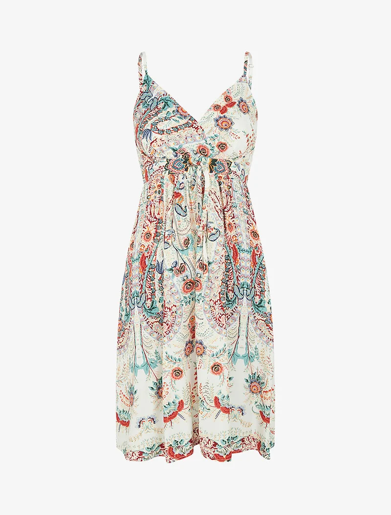 Kurzes Kleid mit Blumenmuster - Weiß