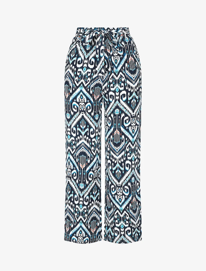 Fließende Hose mit Aztekenmuster - Marine