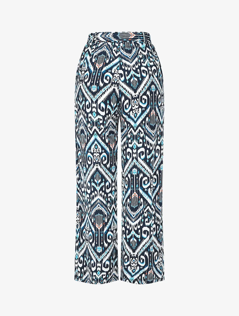 Fließende Hose mit Aztekenmuster - Marine