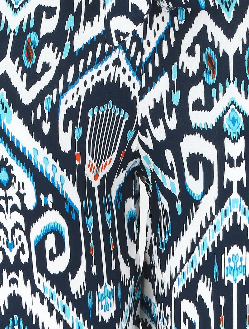 Fließende Hose mit Aztekenmuster - Marine