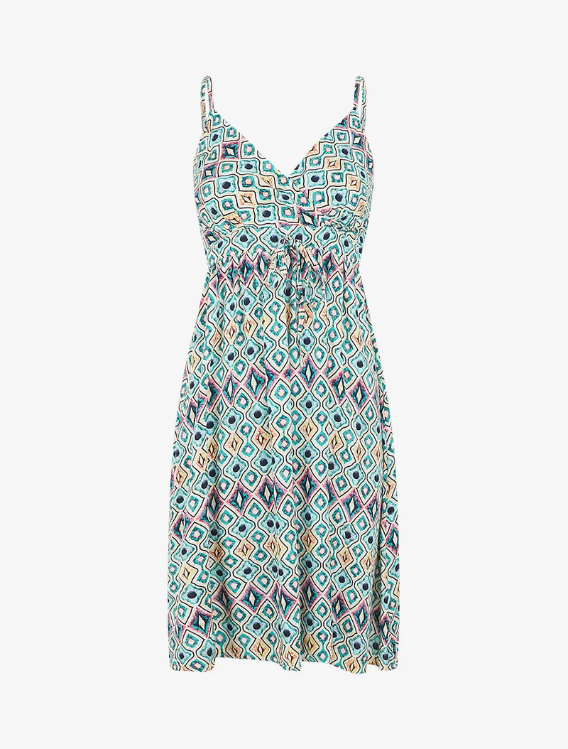 Kurzes Kleid mit grafischem Print - Grün