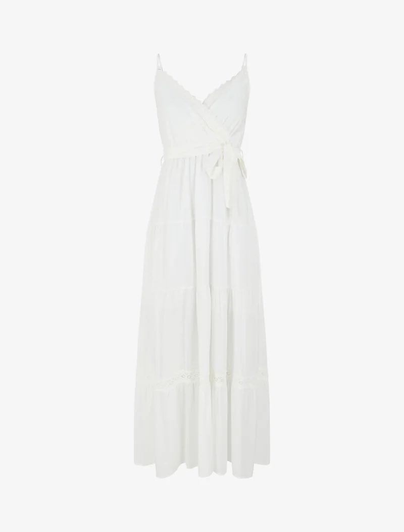 Langes unifarbenes elastisches Kleid - Weiß