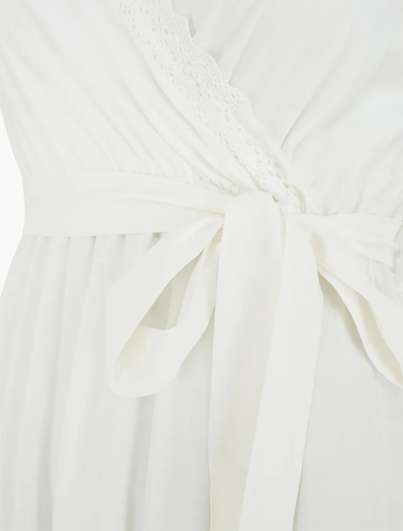 Langes unifarbenes elastisches Kleid - Weiß