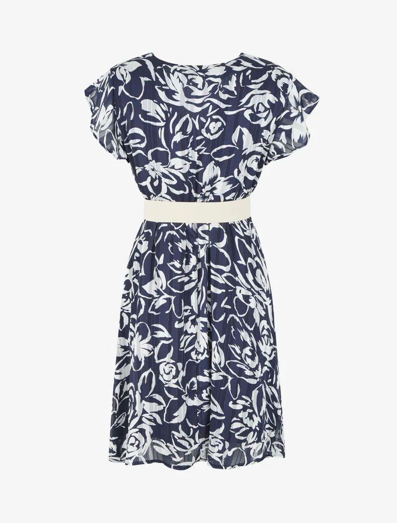 Midikleid mit irisierendem Blumenmuster - Marine
