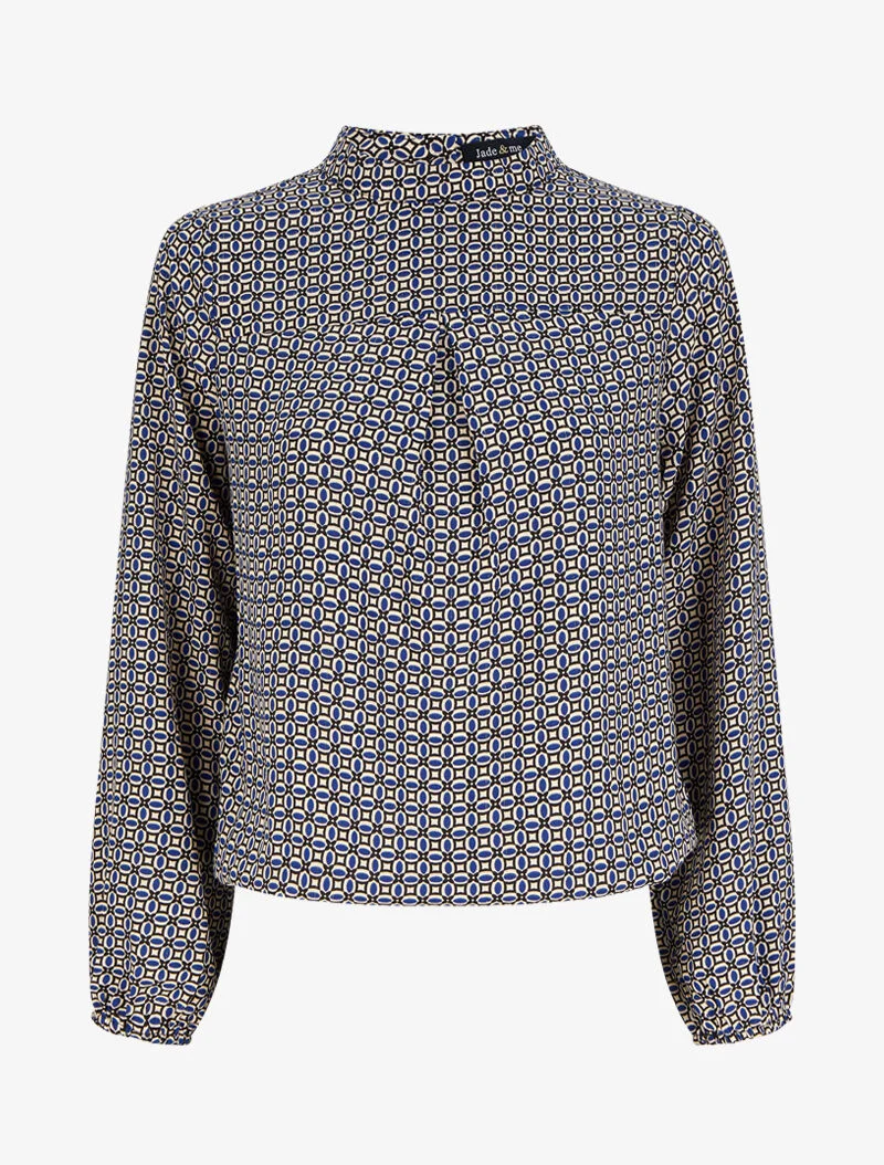 Bluse mit grafischen Mustern - Blau