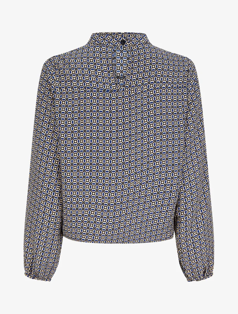 Bluse mit grafischen Mustern - Blau