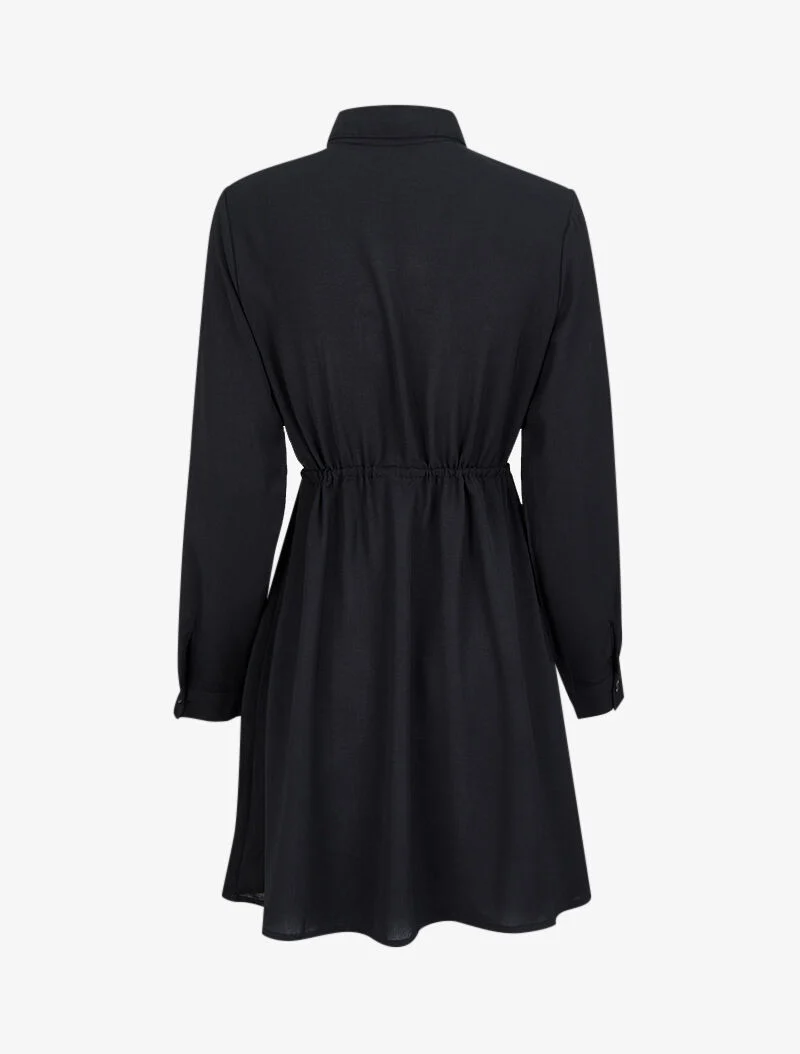 Midikleid mit Bindegürtel - Schwarz