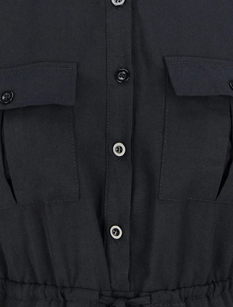 Midikleid mit Bindegürtel - Schwarz