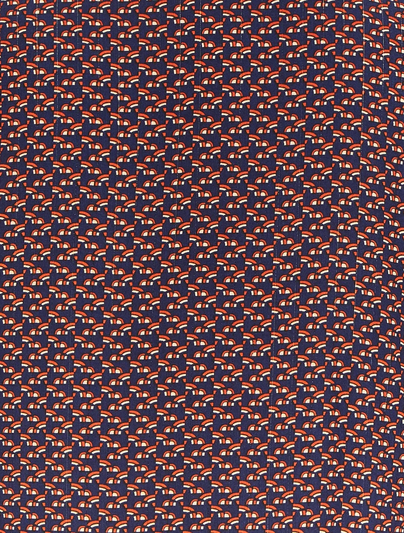 Bluse mit Lavallière-Kragen und grafischem Print - Marineblau