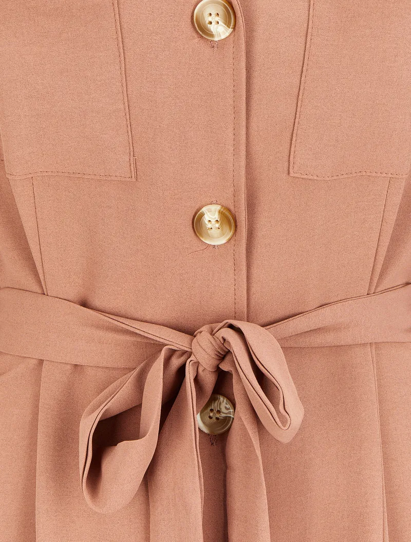Knielanges Hemdkleid mit Klappentaschen - Puderrosa