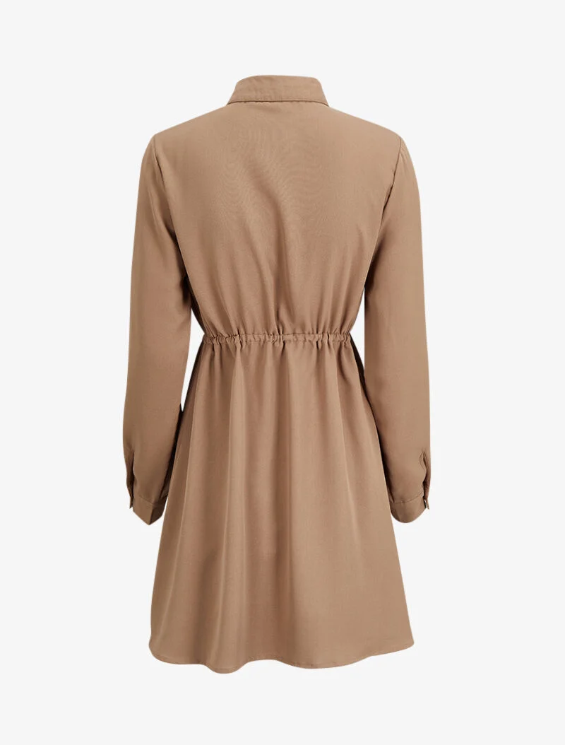 Midikleid mit Bindegürtel - Beige