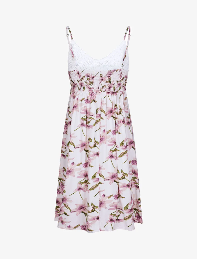 Kleid mit gehäkeltem Oberteil - Weiß