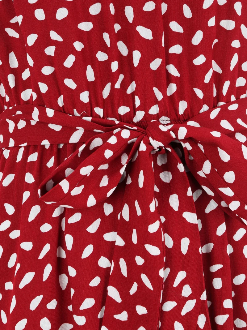 Tailliertes Kleid mit gesprenkeltem Muster - Rot