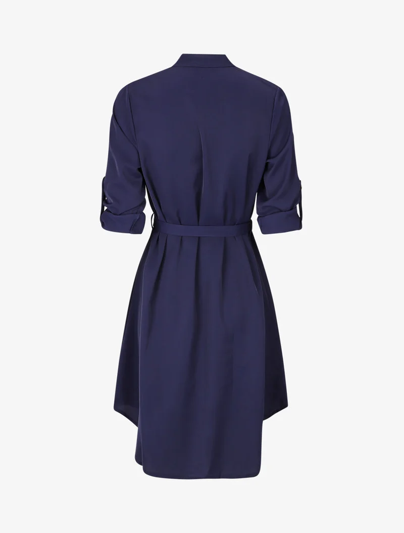Hemdblusenkleid mit langen Ärmeln und Knöpfen - Marine