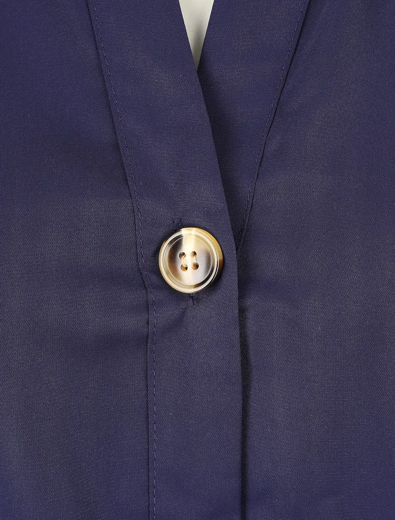Hemdblusenkleid mit langen Ärmeln und Knöpfen - Marine