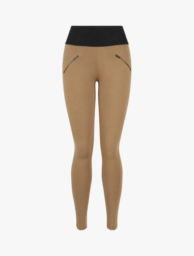 Texturierte Leggings mit kleinem Reißverschluss an der Taille - Maulwurf