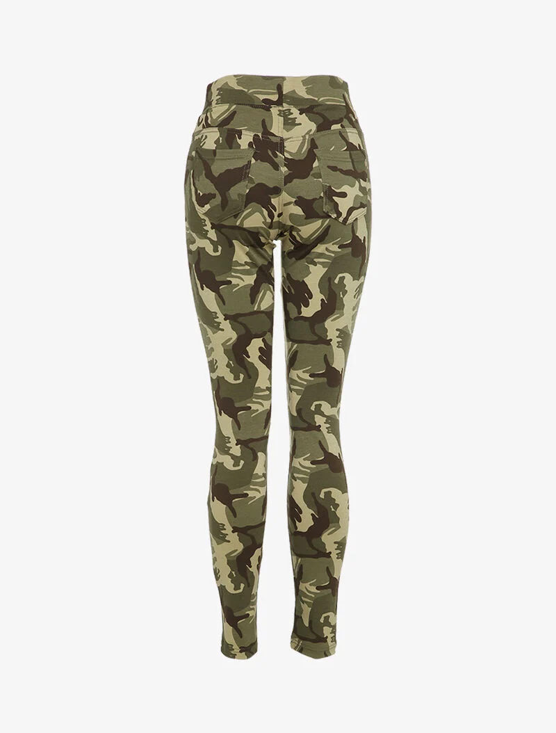 Bedruckte Leggings mit Taschen - Kaki