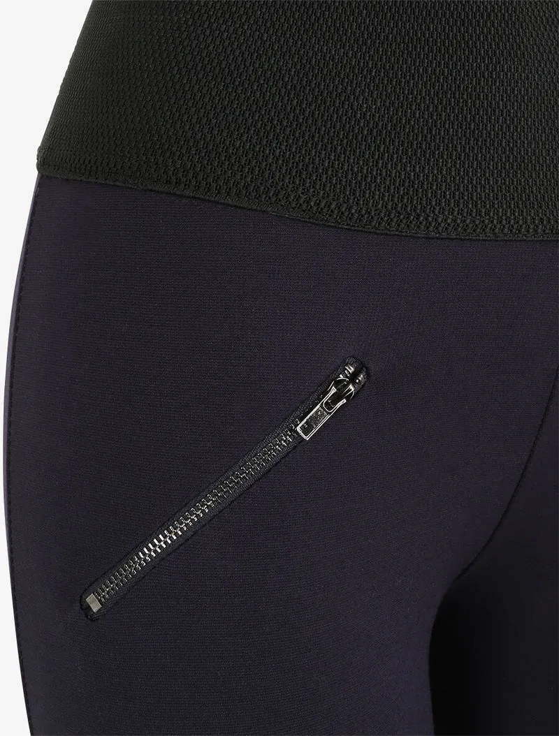 Ultra-skinny Leggings mit texturierter Taille und kleinen Reißverschlüssen - Marine