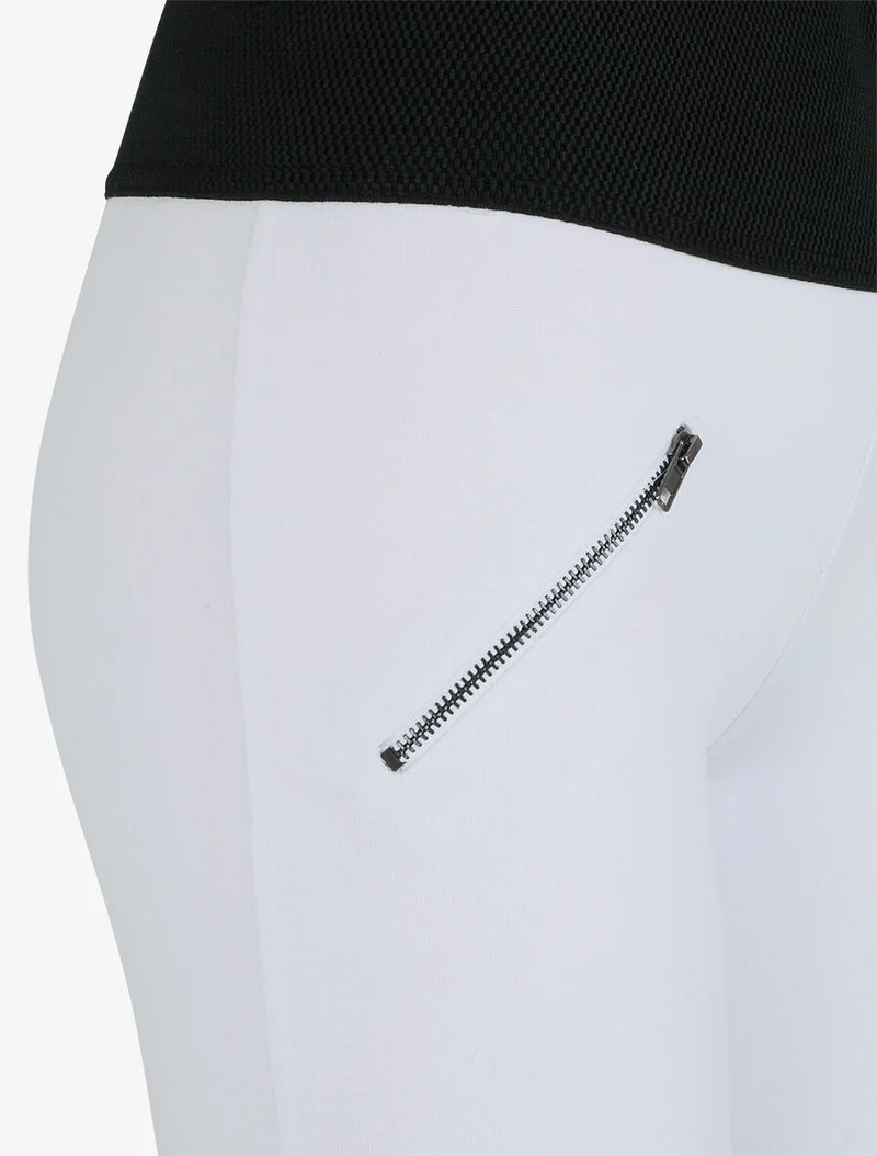 Texturierte Leggings mit kleinem Reißverschluss an der Taille - Weiß