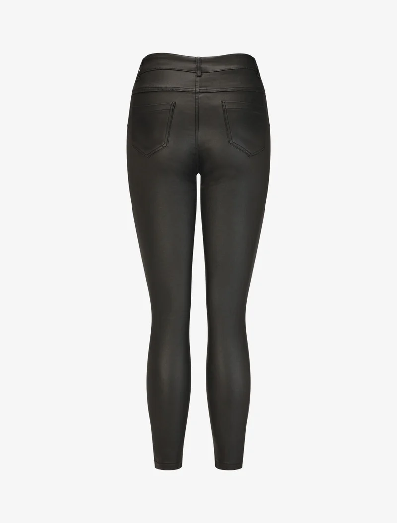 Wachs-Effekt-Slim-Hose - Schwarz