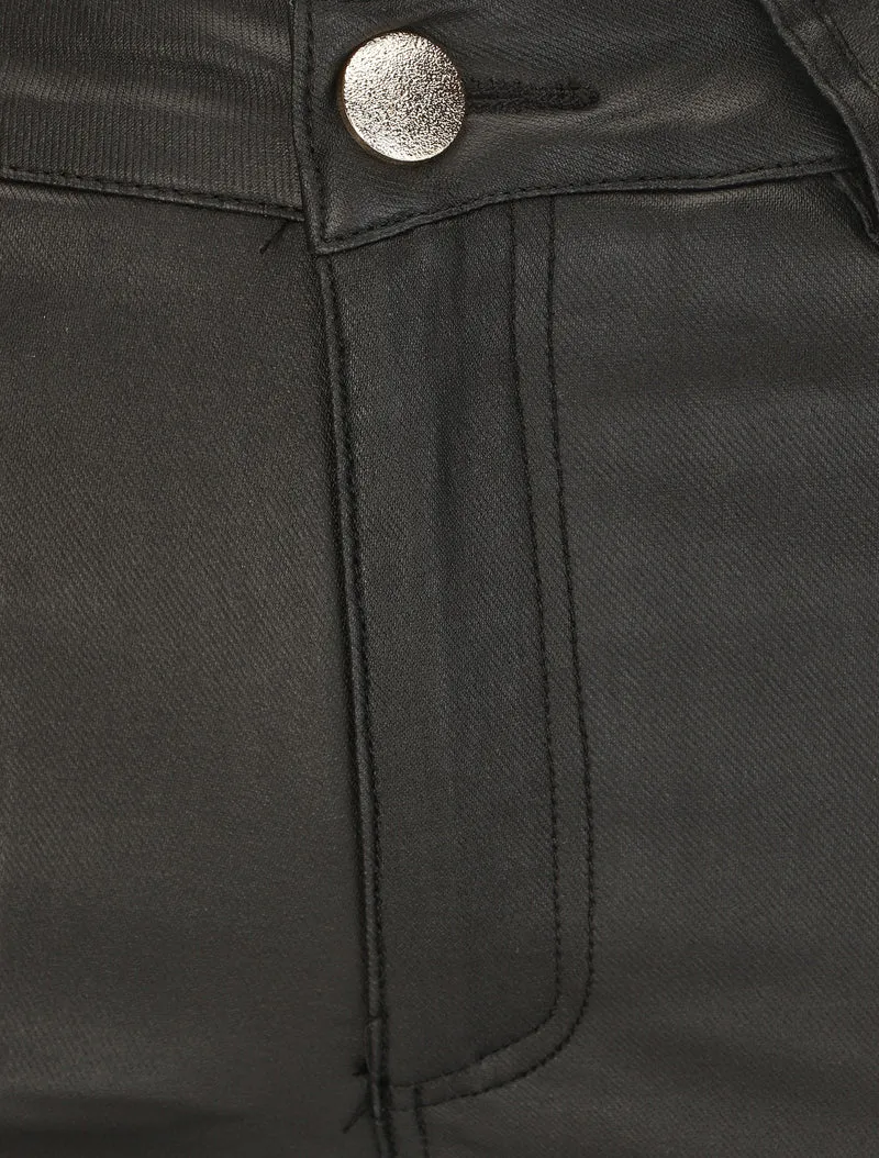 Wachs-Effekt-Slim-Hose - Schwarz