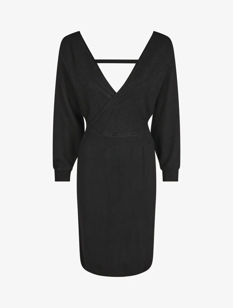 Tailliertes Kleid mit Wickelausschnitt - Schwarz