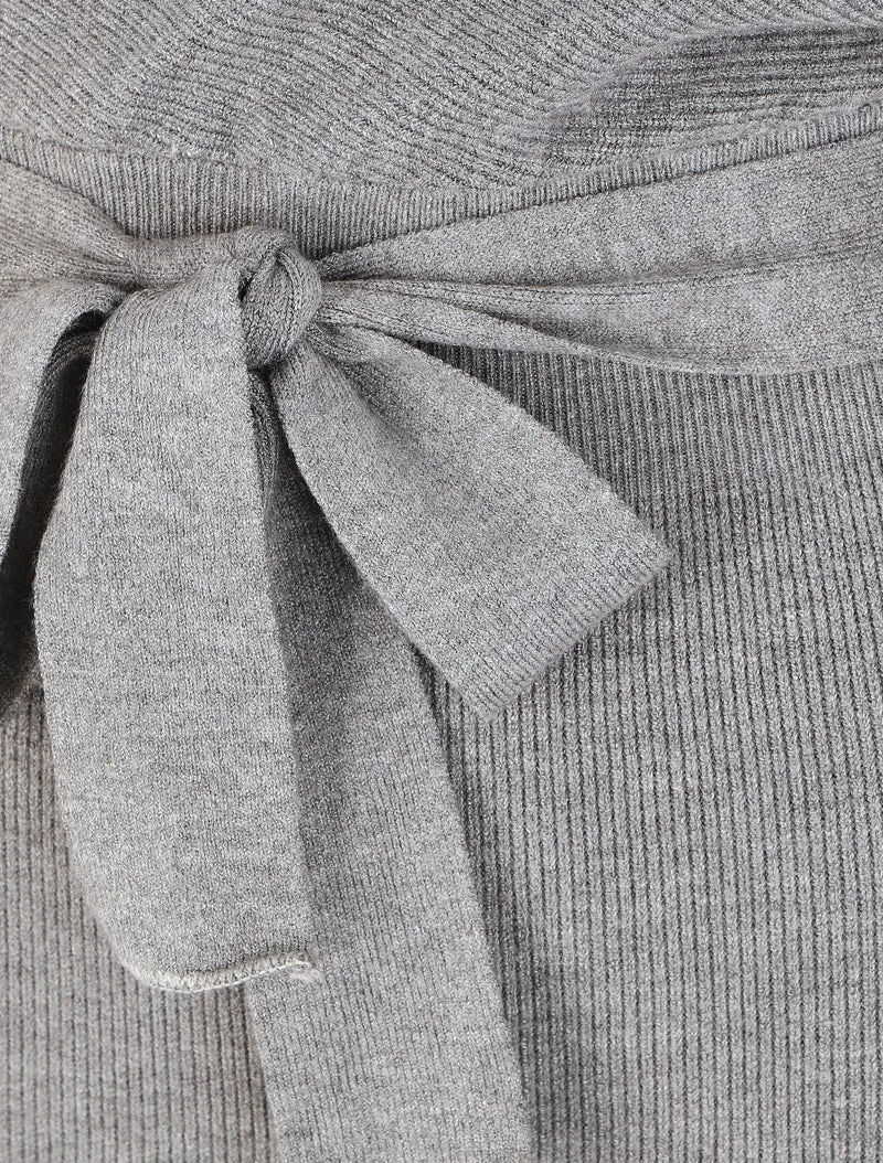 Langärmliges Strick-Midikleid - Grau