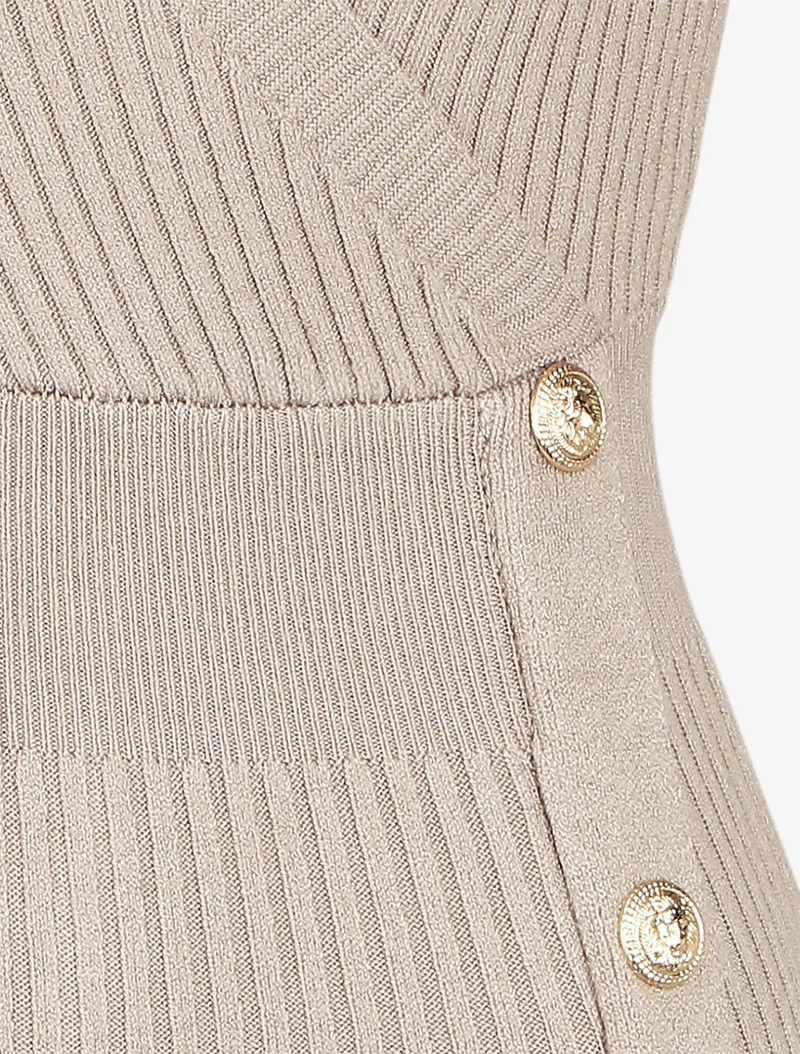 Figurbetontes Rippenkleid mit Wickelausschnitt - Maulwurf