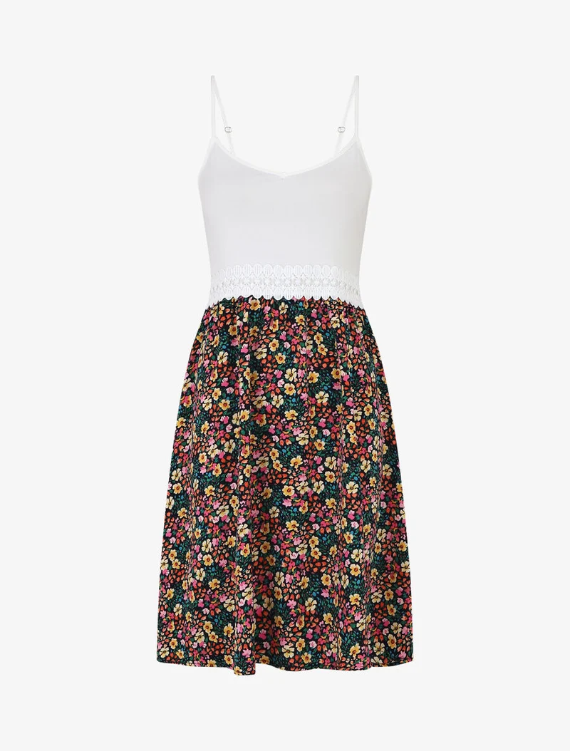 Trägerkleid mit kleinen Blumenmuster - Marine