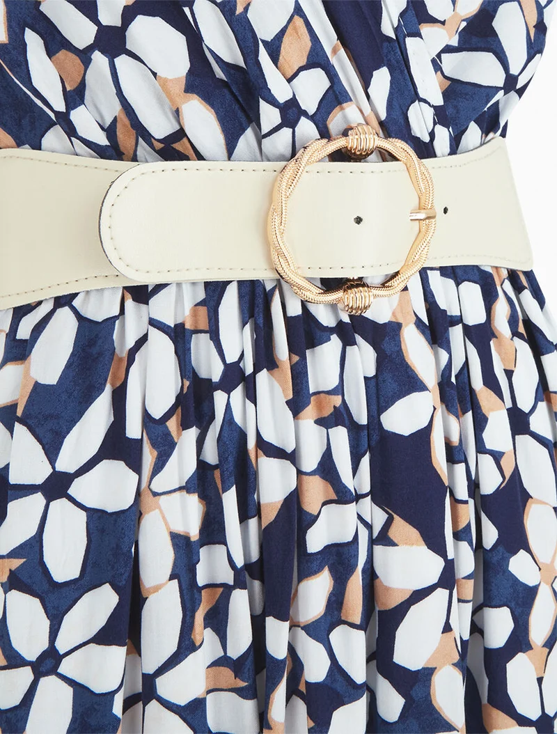 Geblümtes Kleid mit dünnen Trägern - Marine