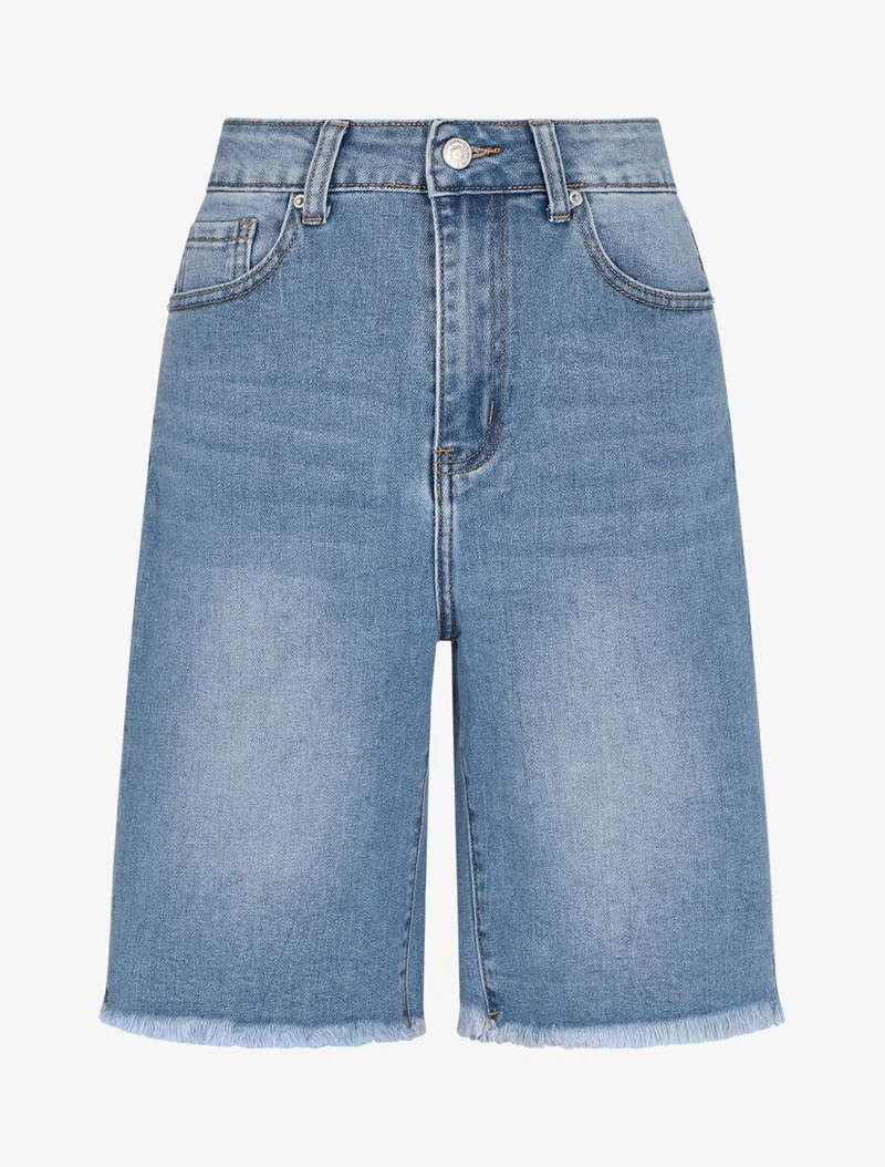 Bermuda mit ausgefransten Säumen - Denimblau