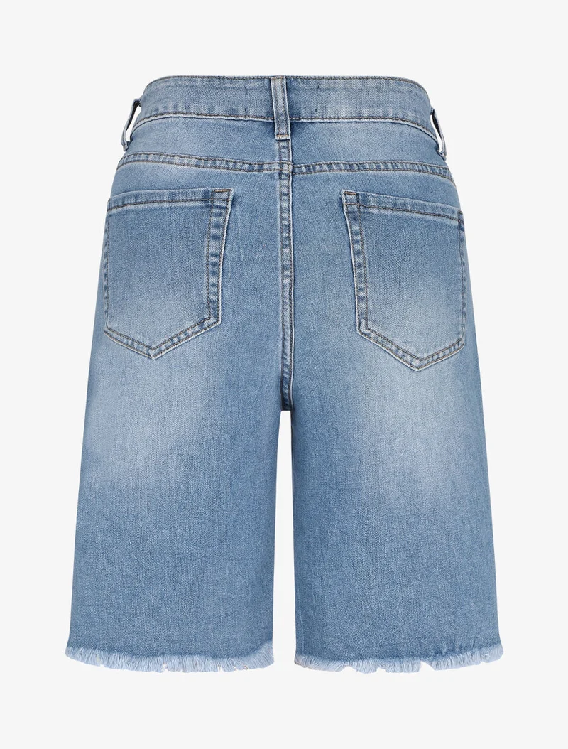 Bermuda mit ausgefransten Säumen - Denimblau