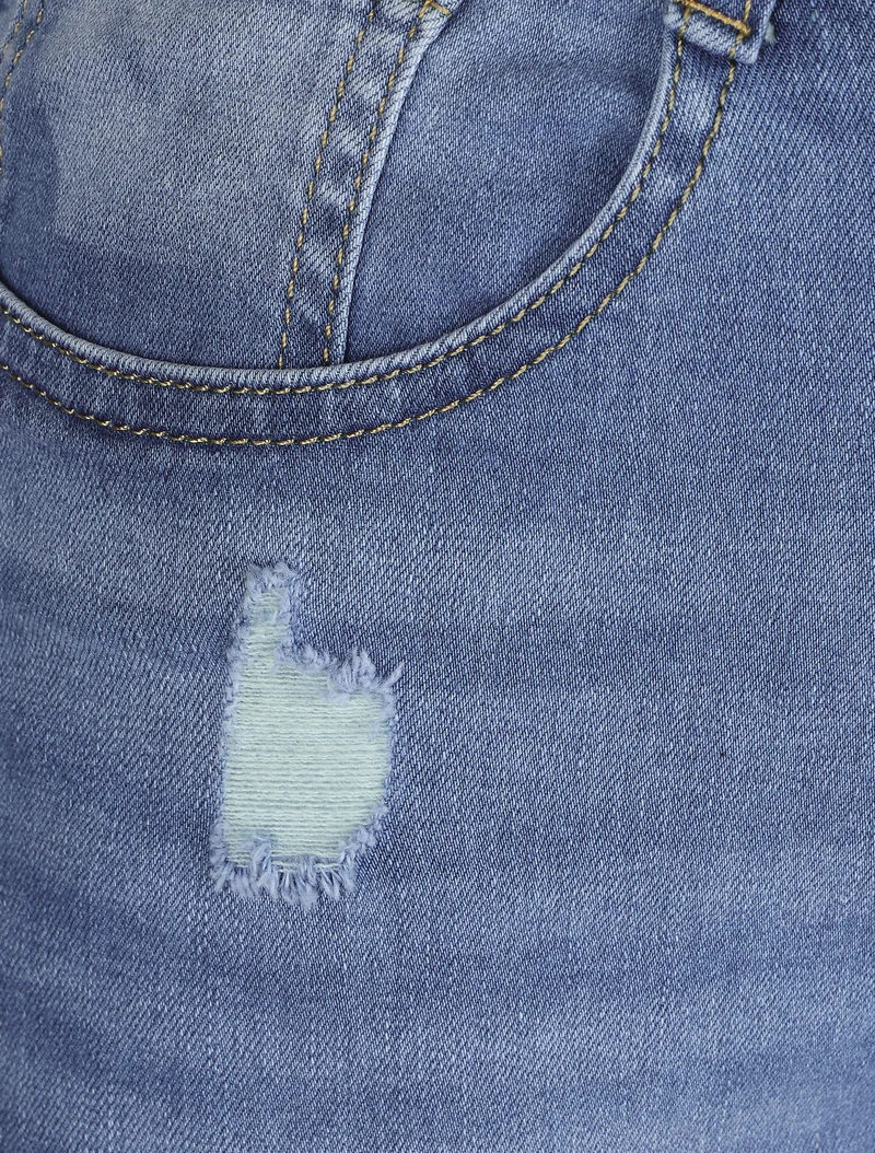 Zerrissene Push-up-Bermuda - Denimblau