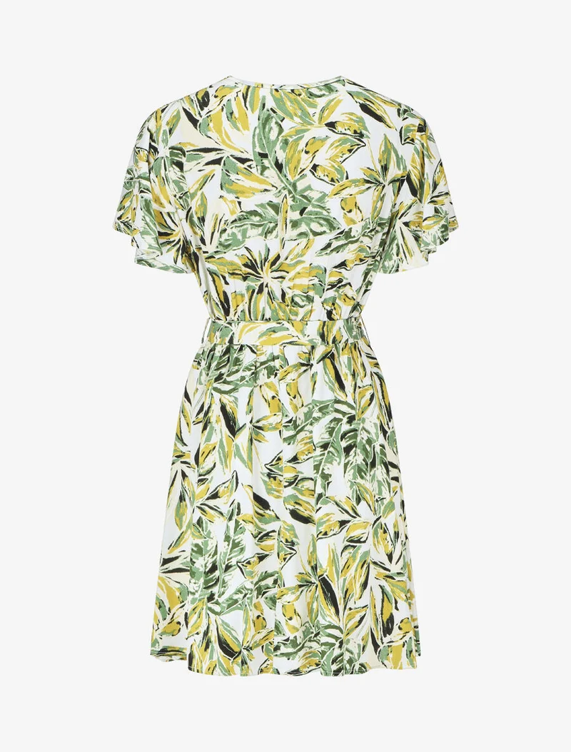 Midikleid mit Blattdruck - Grün