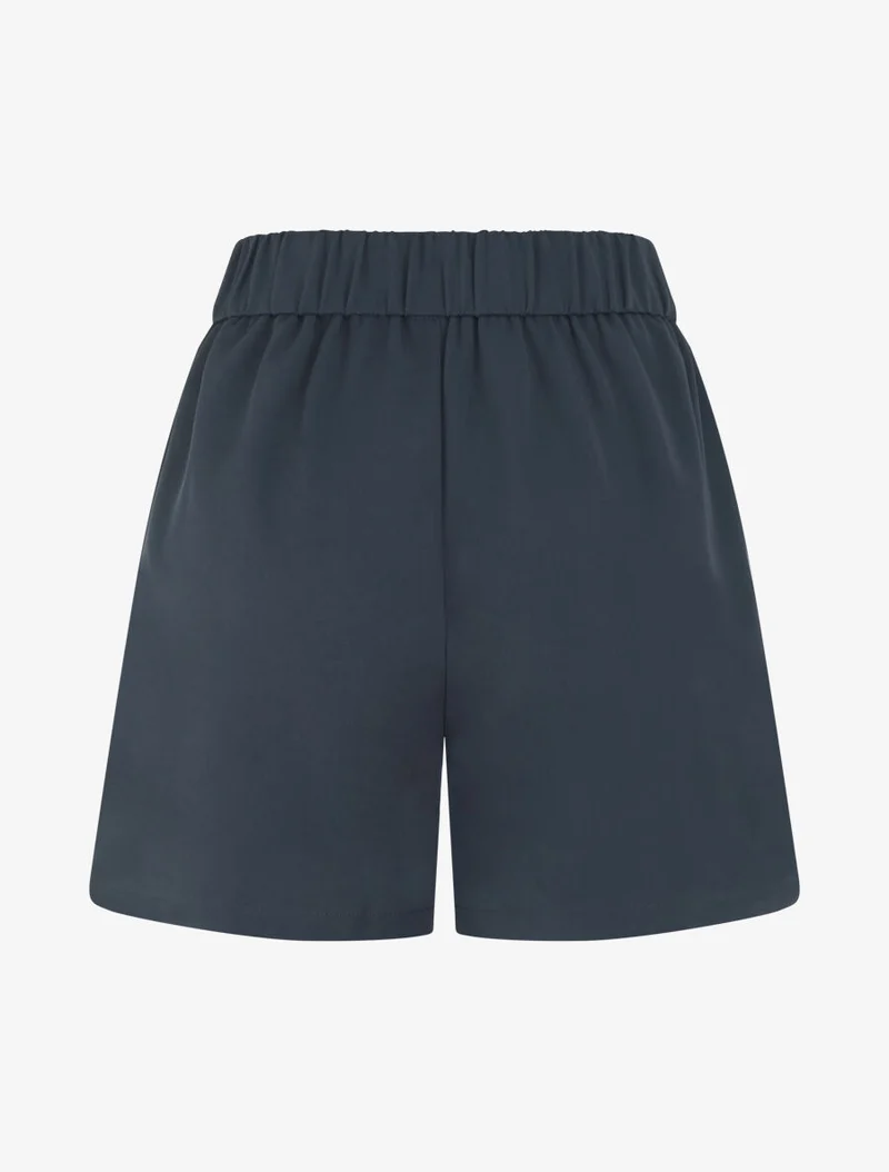 Hoch taillierte Shorts mit Zierschnalle - Marine