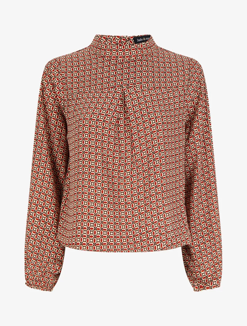Bluse mit grafischen Mustern - Rot