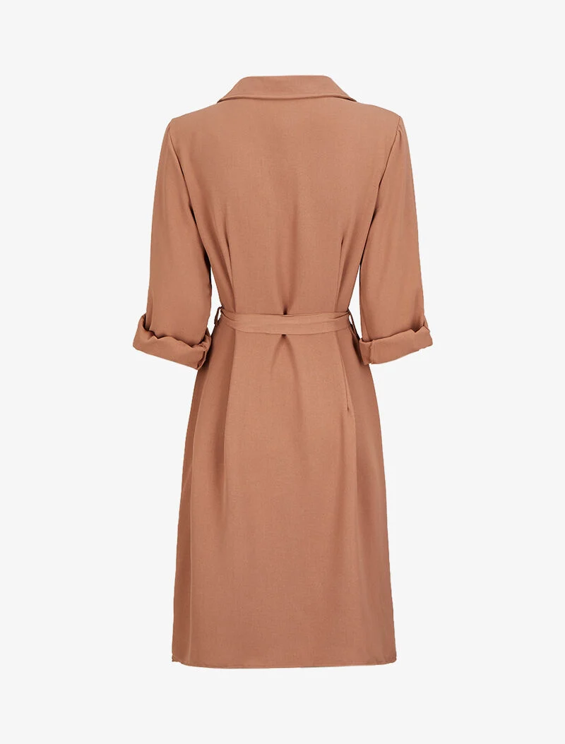 Knielanges Hemdkleid mit Klappentaschen - Altrosa