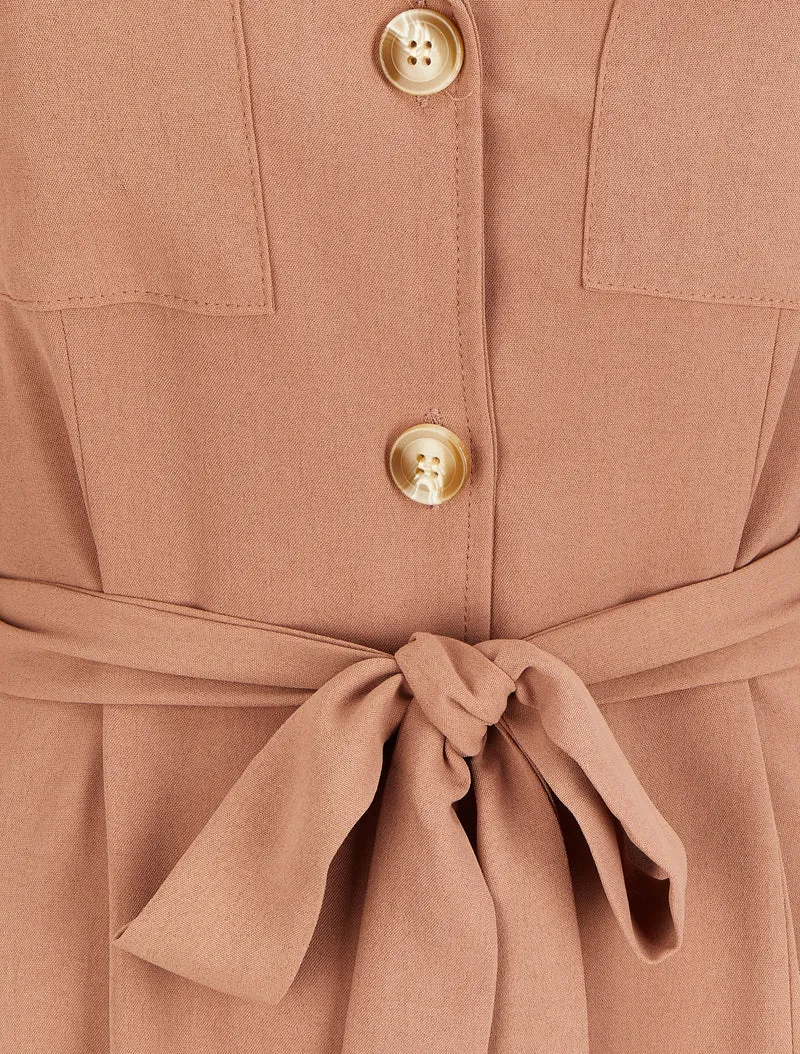 Knielanges Hemdkleid mit Klappentaschen - Altrosa