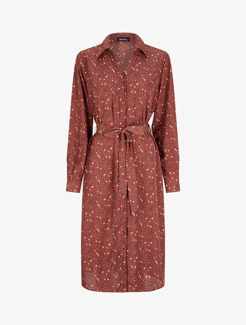 Hemdblusenkleid mit kleinen Wildblumenmuster - Altrosa