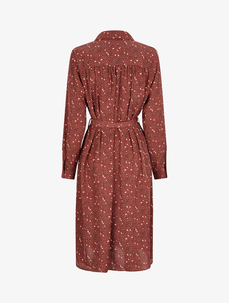 Hemdblusenkleid mit kleinen Wildblumenmuster - Altrosa