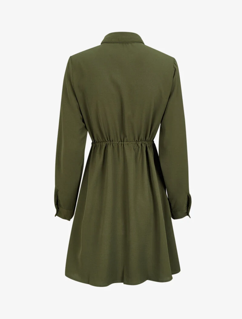 Midikleid mit Bindegürtel - Kaki