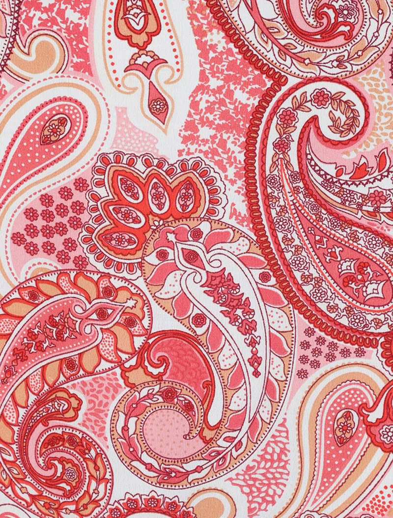 Langes Empire-Kleid mit Paisley-Print und Trägern - Rose