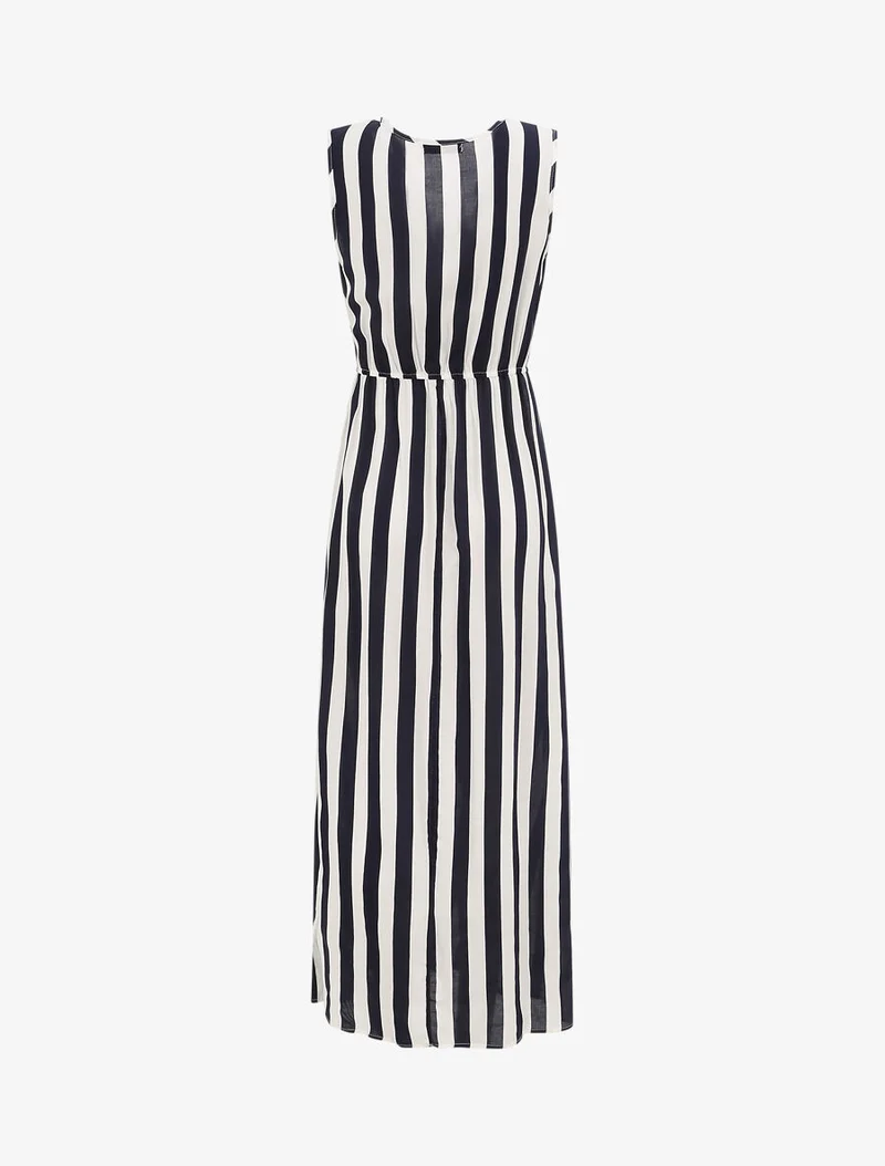 Langes Empire-Kleid mit Streifenmuster - Marine