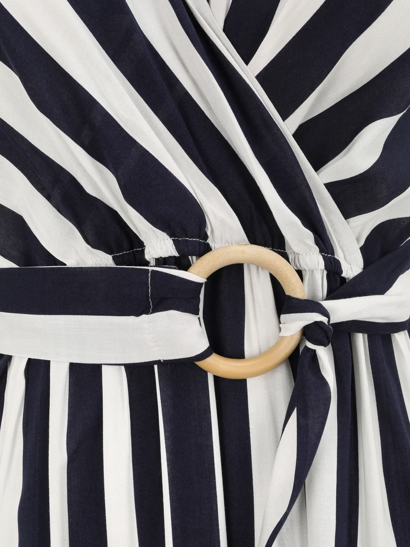 Langes Empire-Kleid mit Streifenmuster - Marine