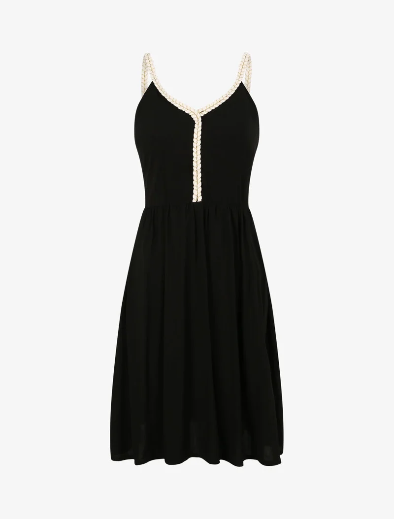 Kleid mit Trägern im Seil-Stil - Schwarz