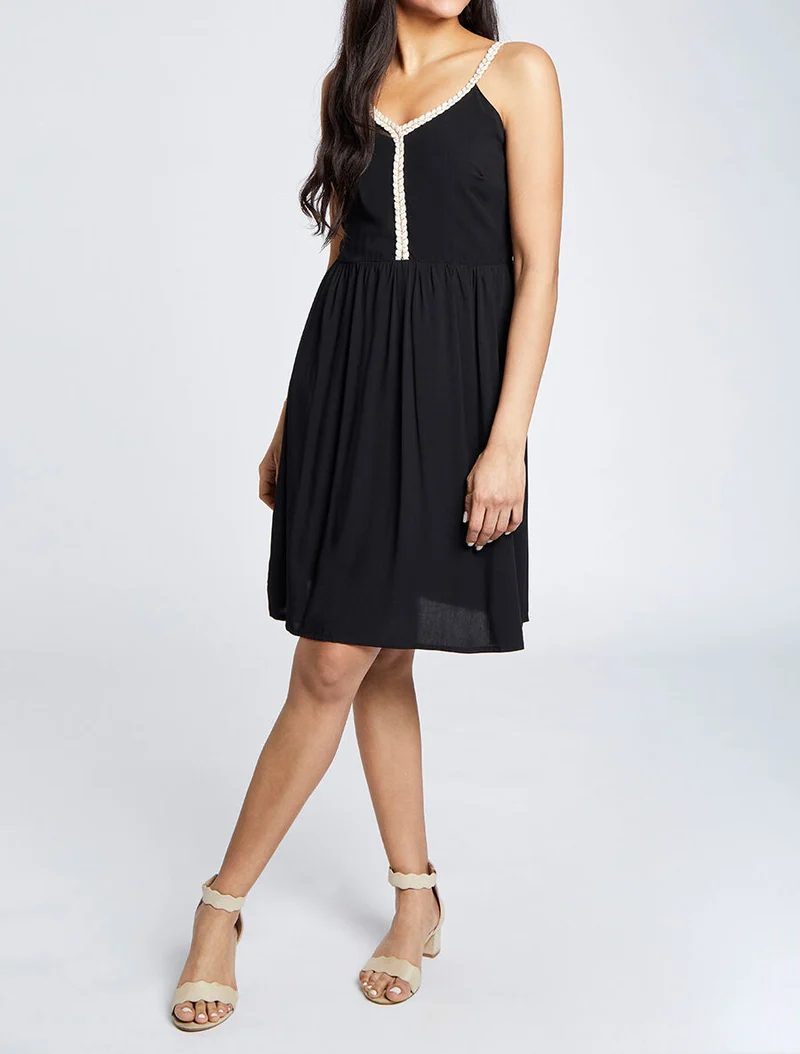 Kleid mit Trägern im Seil-Stil - Schwarz