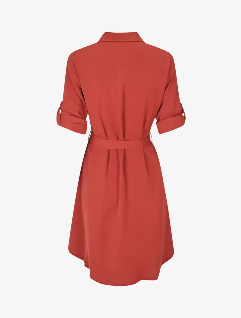 Gerades Hemdkleid einfarbig - Ziegelstein