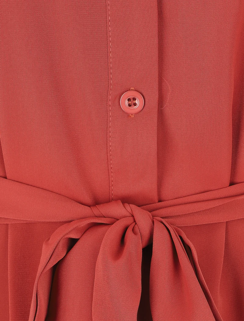 Gerades Hemdkleid einfarbig - Ziegelstein