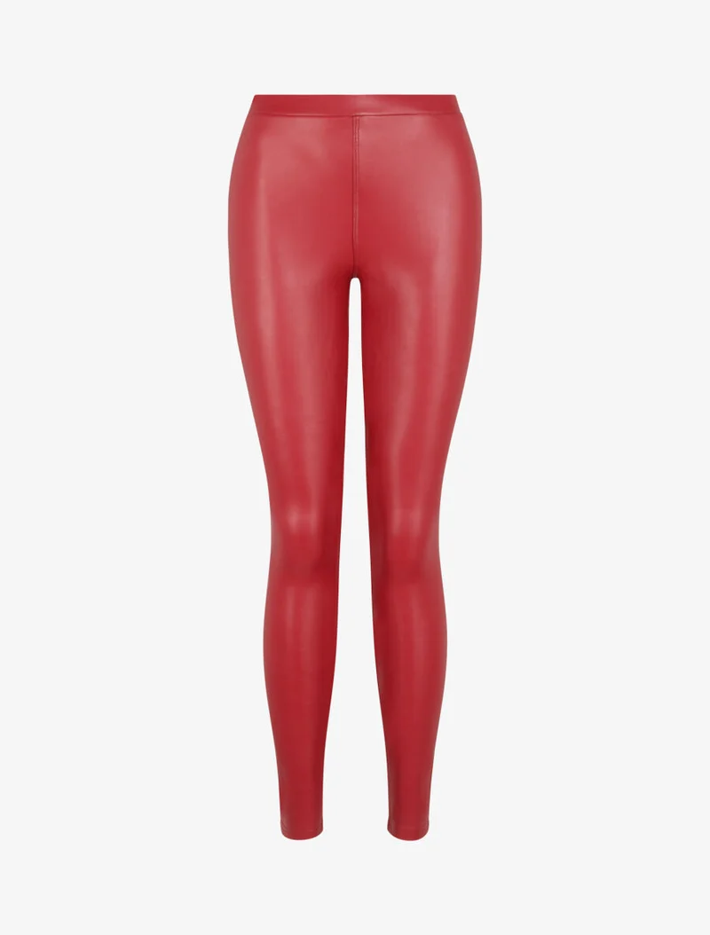 Stretch-Leggings aus Kunstleder - Rot